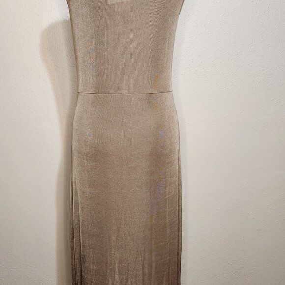 Nina Parker Tan Brown Sleeveless Slinky Dress With Ruching Size 2XL - Picture 4 of 8